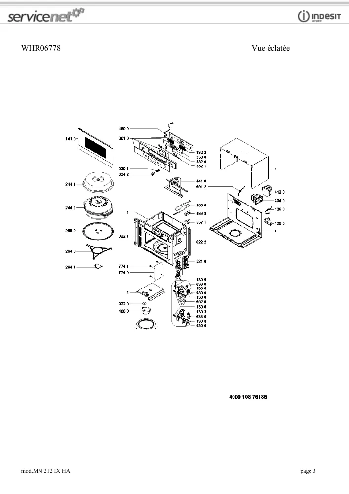 Vue éclatée HOTPOINT-ARISTON MN212IXHA F096678