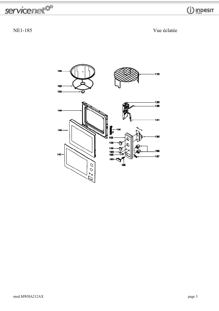 Vue éclatée HOTPOINT-ARISTON MWHA212AX 57794