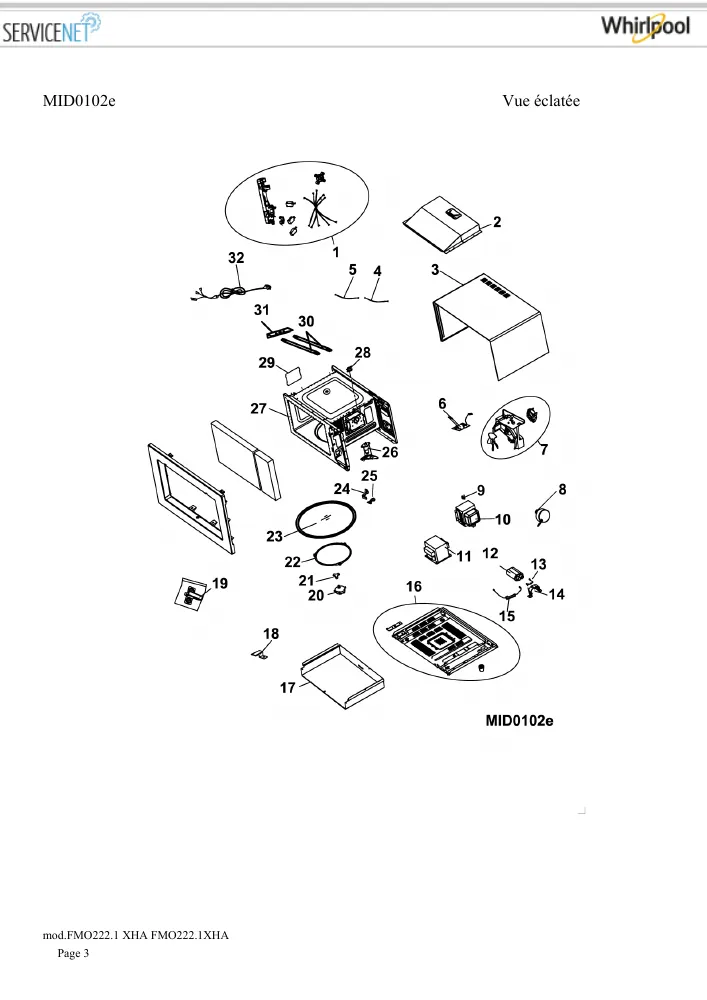 Vue éclatée HOTPOINT-ARISTON FMO222.1XHA 89836