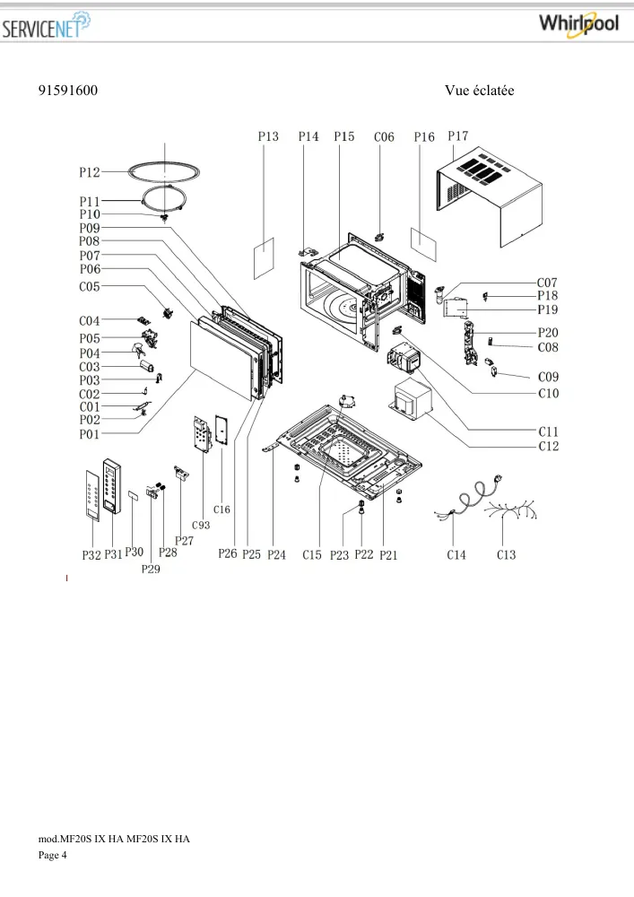 Vue éclatée HOTPOINT-ARISTON MF20SIXHA 159160