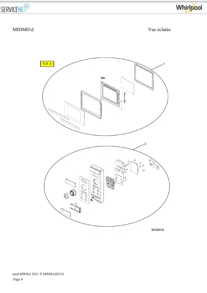 Vue éclatée HOTPOINT-ARISTON MWHA2021X 086171