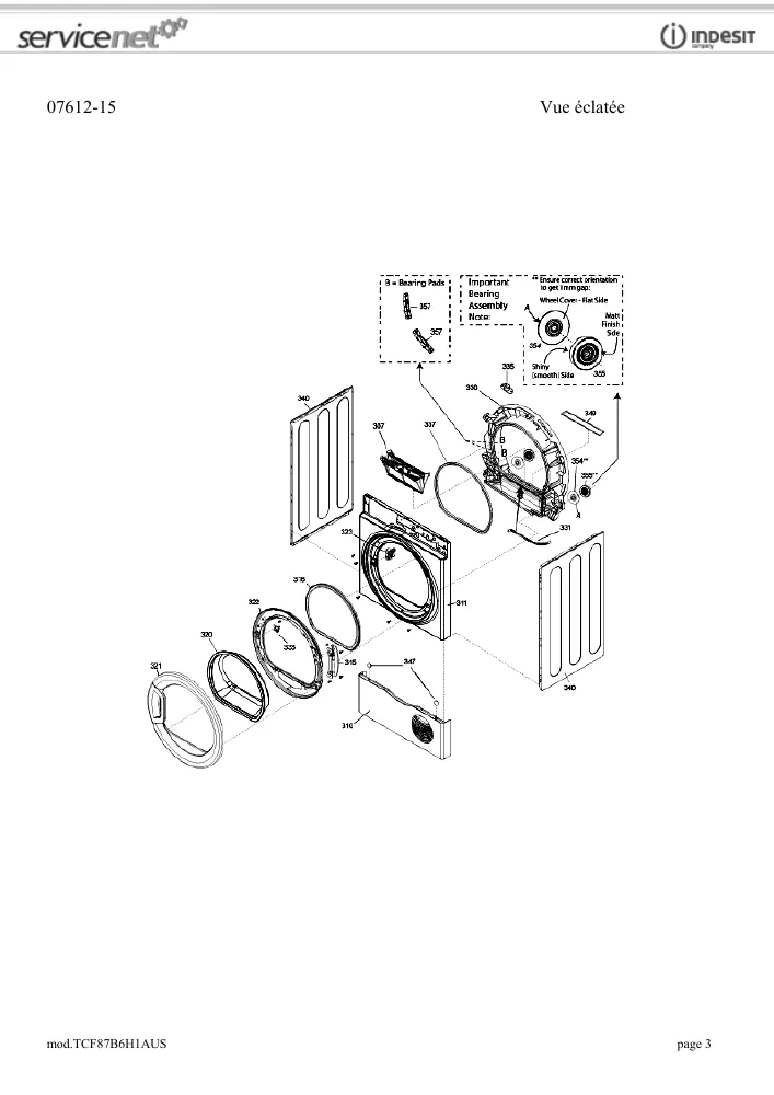 Vue éclatée HOTPOINT-ARISTON TCF87B6H1AUS 78486