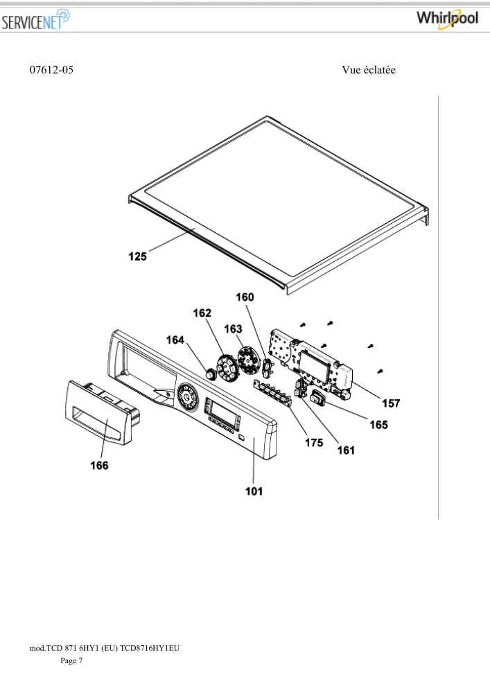 Vue éclatée HOTPOINT-ARISTON TCD8716HY1EU 85956