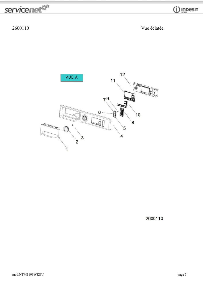 Vue éclatée HOTPOINT-ARISTON NTM1191WKEU 154263