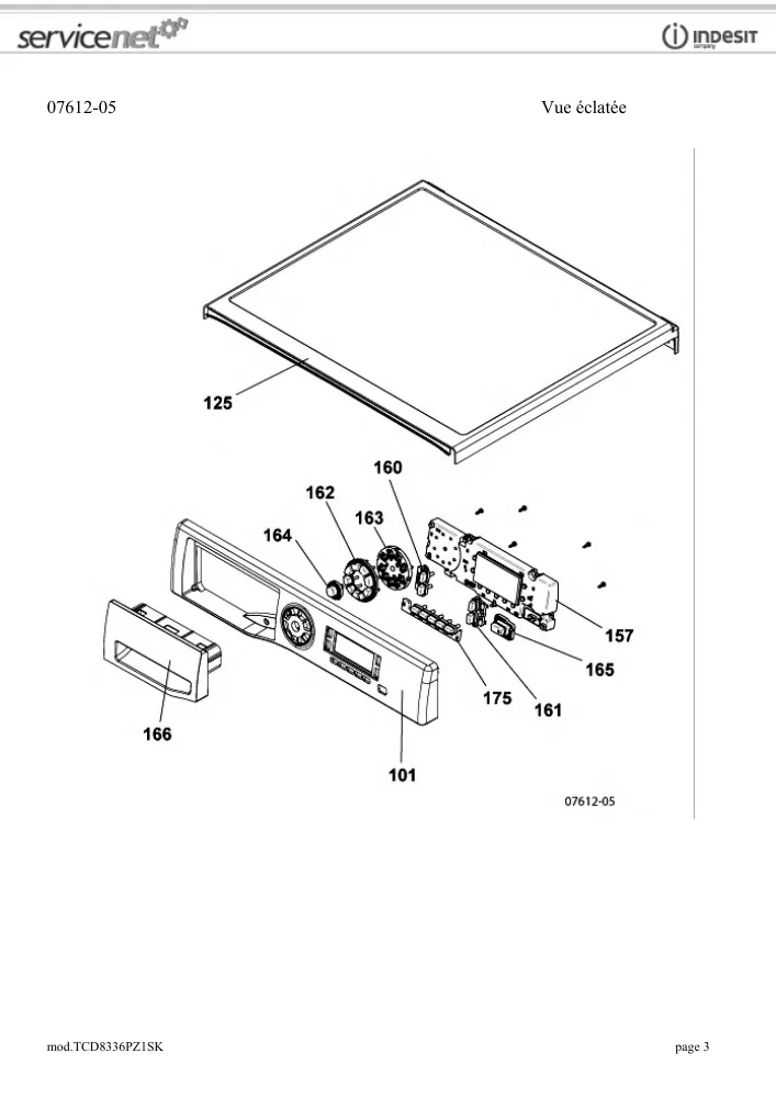 Vue éclatée HOTPOINT-ARISTON TCD8336PZ1SK 79524
