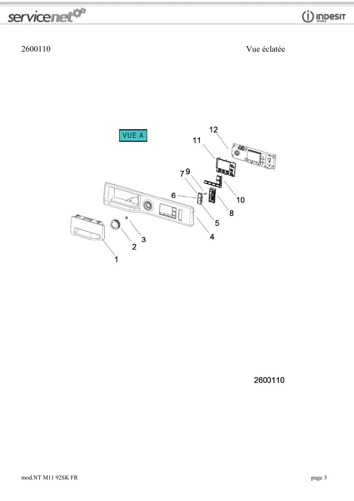 Vue éclatée HOTPOINT-ARISTON NTM1192SKFR 154303