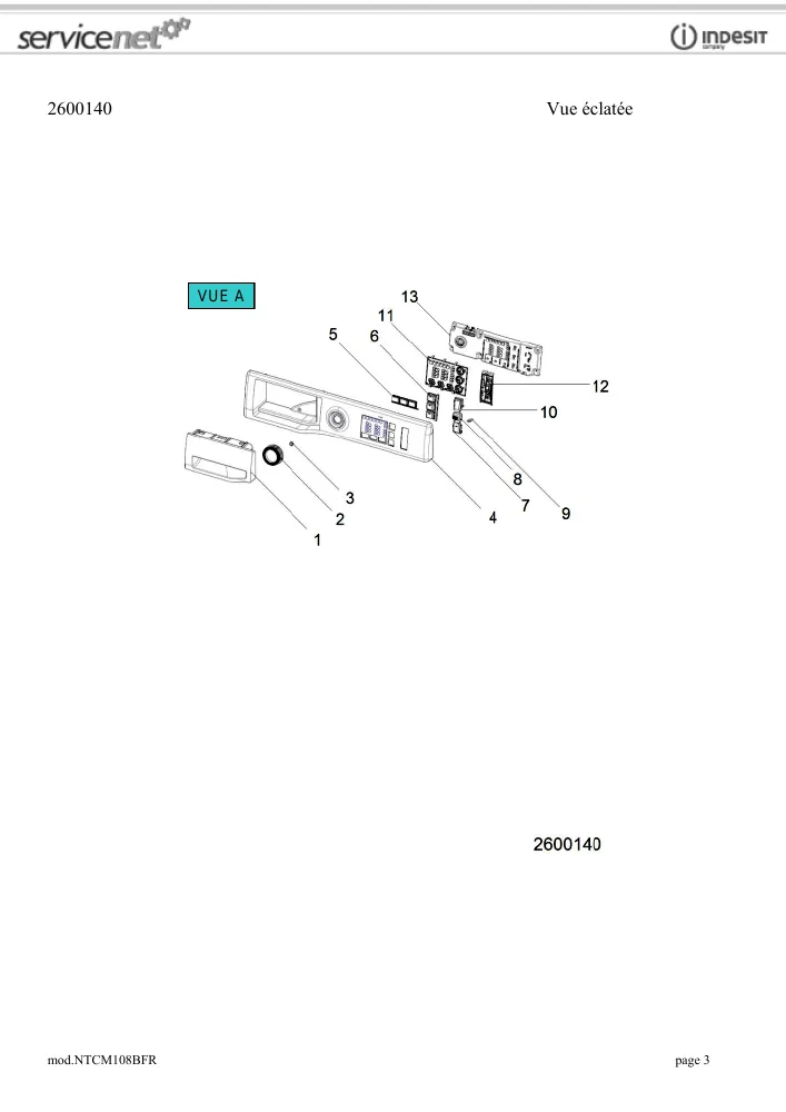 Vue éclatée HOTPOINT-ARISTON NTCM108BFR 154311