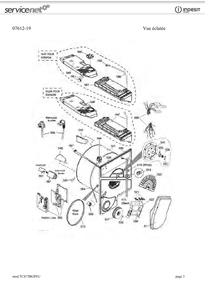 Vue éclatée HOTPOINT-ARISTON TCS73BGPEU 85951