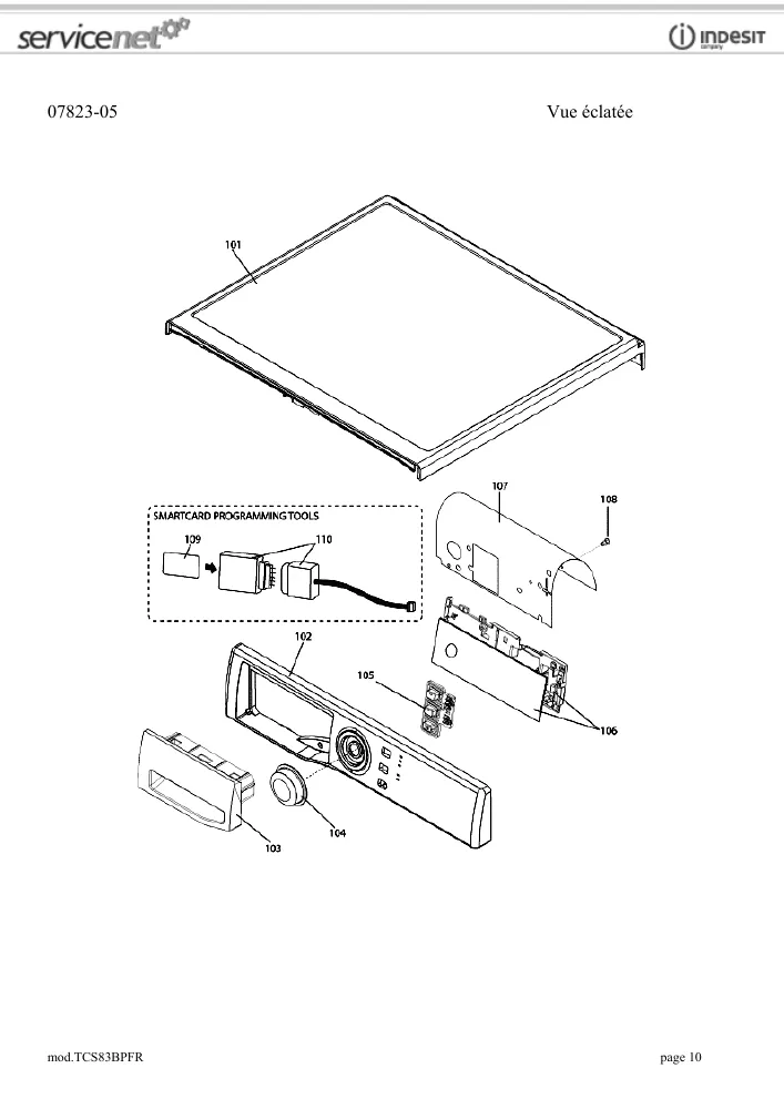 Vue éclatée HOTPOINT-ARISTON TCS83BPFR 86065
