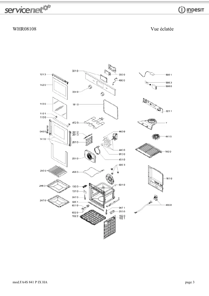 Vue éclatée HOTPOINT-ARISTON FA4S841PIXHA 154890