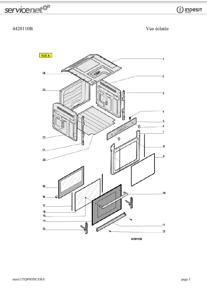 Vue éclatée HOTPOINT-ARISTON UTQ89EPICEHA 74206
