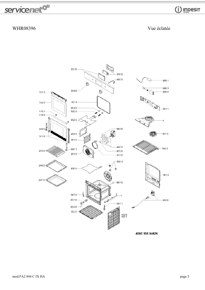 Vue éclatée HOTPOINT-ARISTON FA2844CIXHA 100127