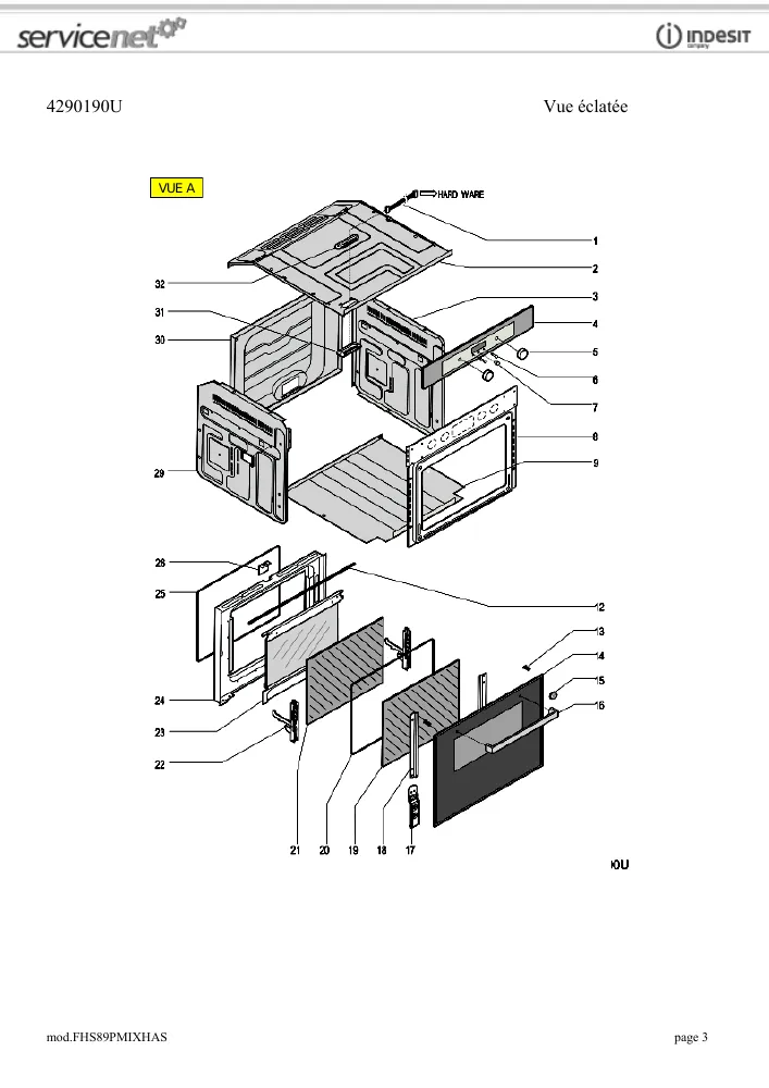 Vue éclatée HOTPOINT-ARISTON FHS89PMIXHAS 80448