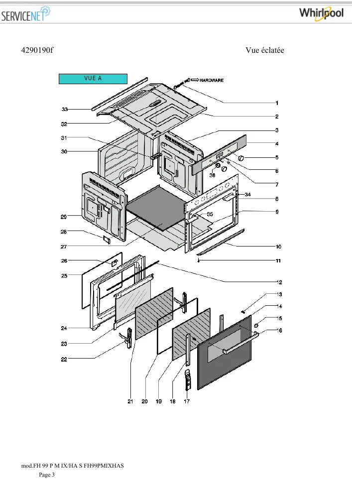 Vue éclatée HOTPOINT-ARISTON FH99PMIXHAS 80440