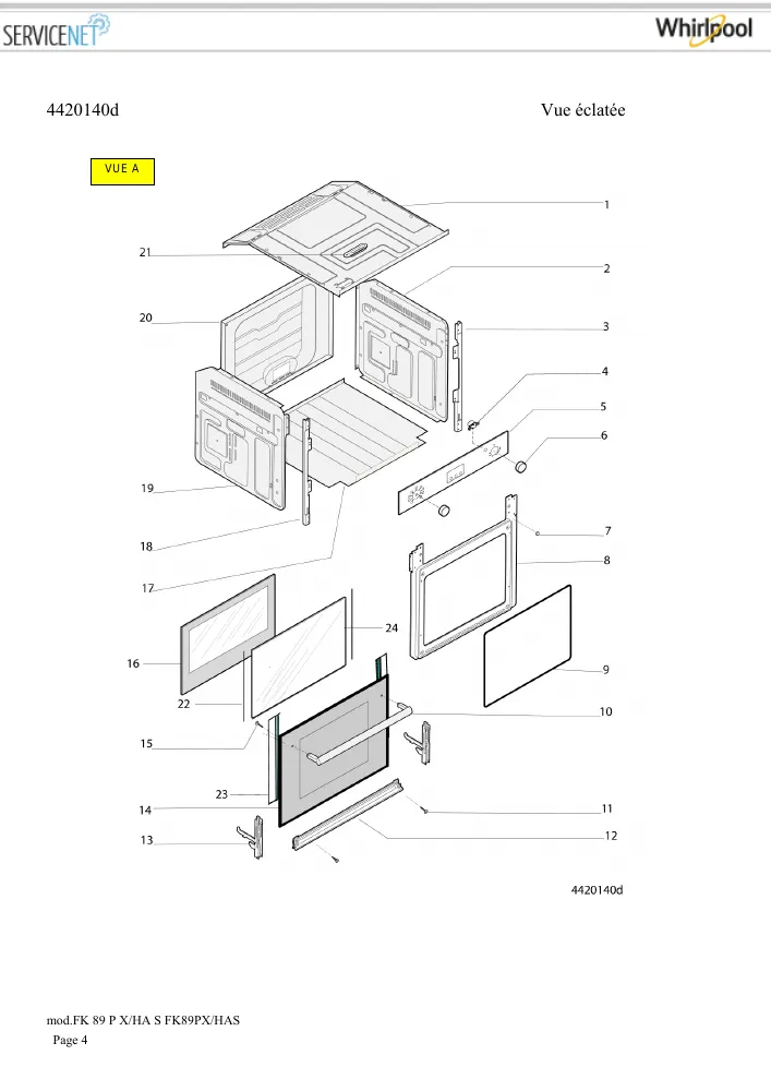 Vue éclatée HOTPOINT-ARISTON FK89PXHAS 80240