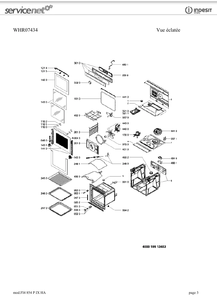 Vue éclatée HOTPOINT-ARISTON FI4854PIXHA 96870