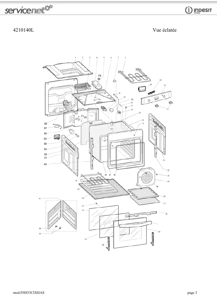 Vue éclatée HOTPOINT-ARISTON FHS53CIXHAS 80601