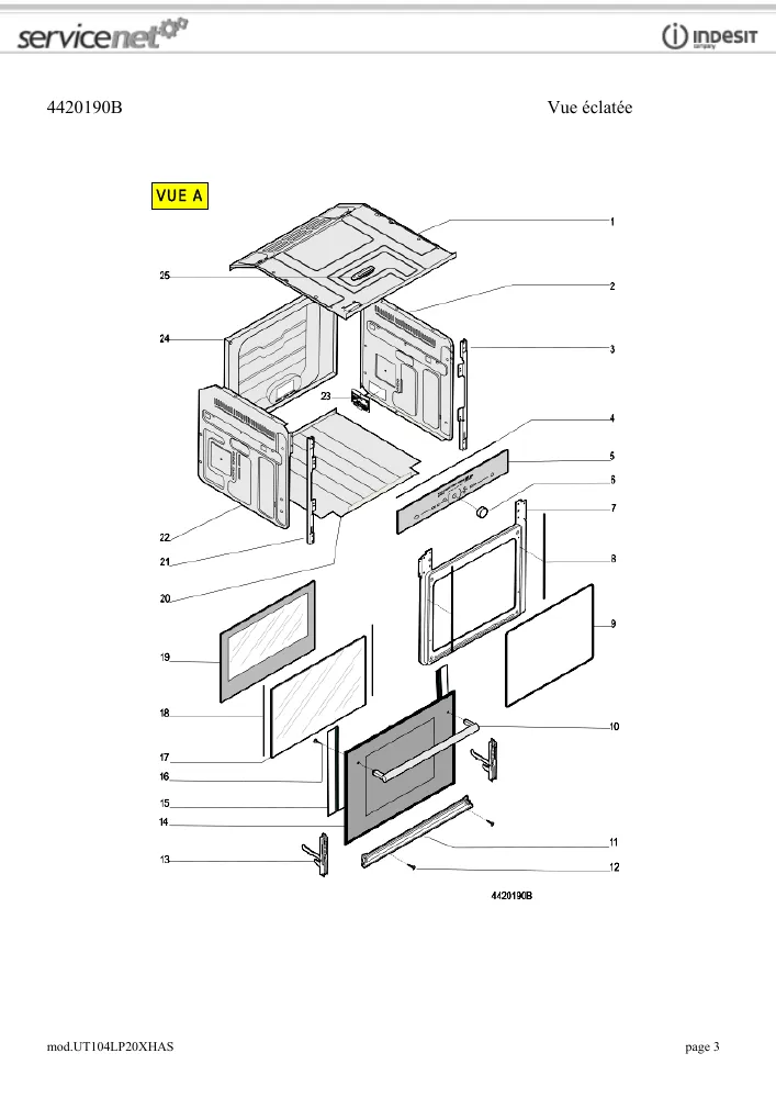 Vue éclatée HOTPOINT-ARISTON UT104LP20XHAS 80682