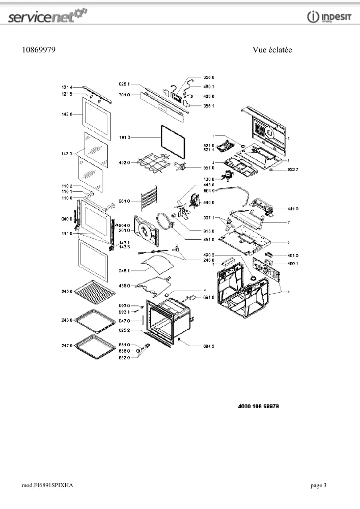 Vue éclatée HOTPOINT-ARISTON FI6891SPIXHA 96859