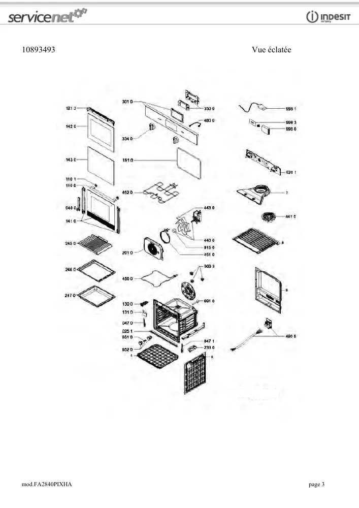Vue éclatée HOTPOINT-ARISTON FA2840PIXHA 00123