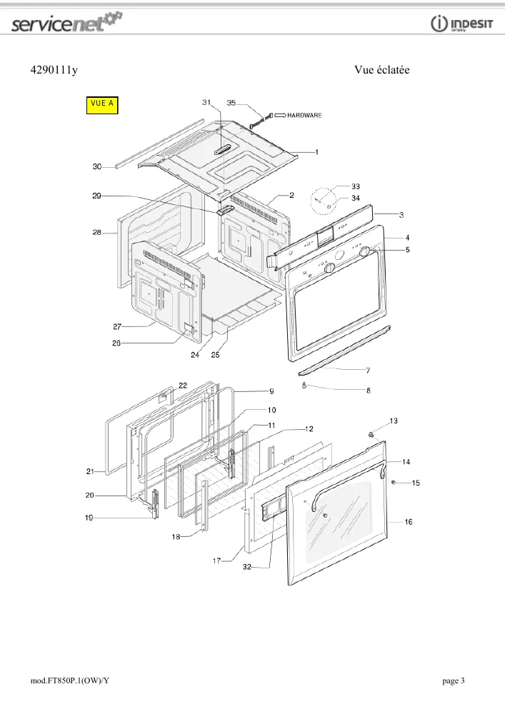 Vue éclatée HOTPOINT-ARISTON FT850P.1OWY 33756