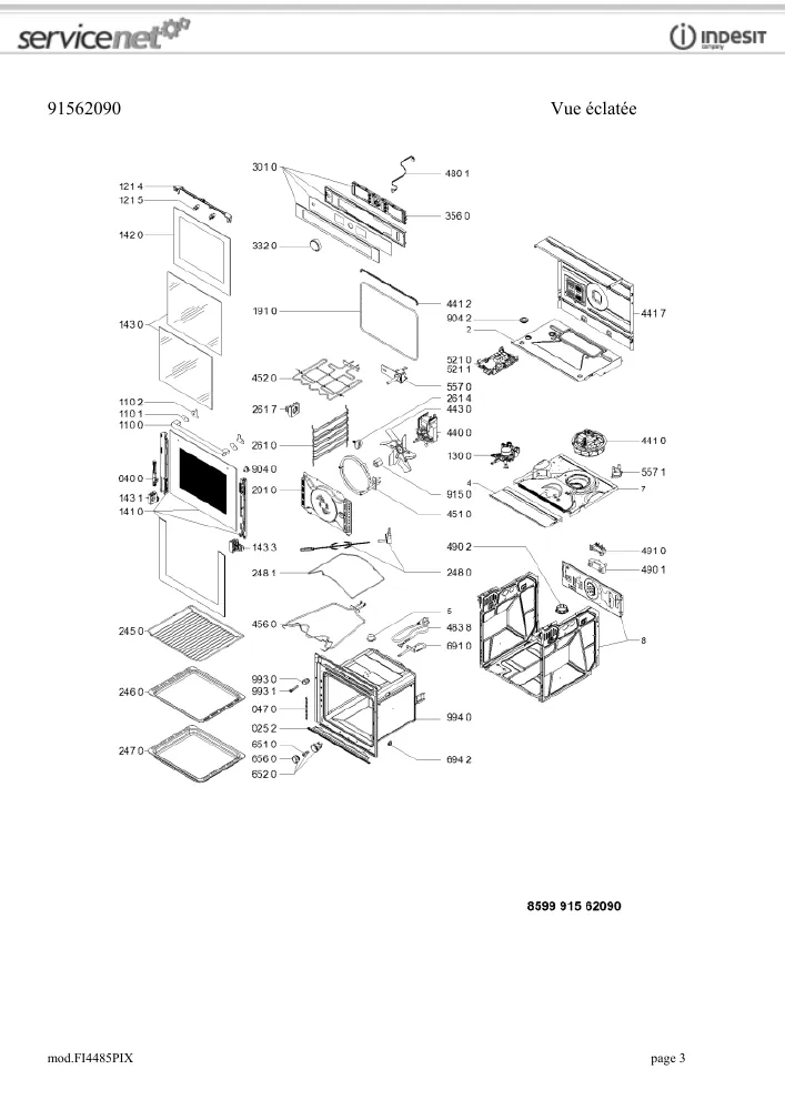 Vue éclatée HOTPOINT-ARISTON FI4485PIX 156209