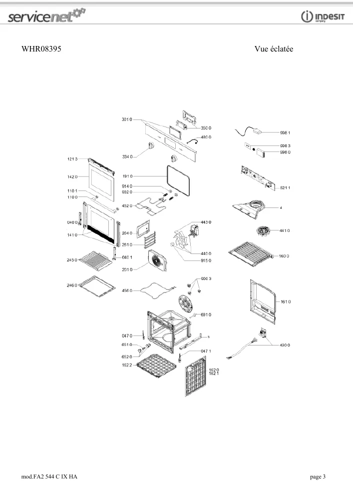 Vue éclatée HOTPOINT-ARISTON FA2544CIXHA 100126