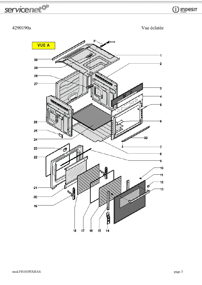 Vue éclatée HOTPOINT-ARISTON FH103PIXHAS 80437