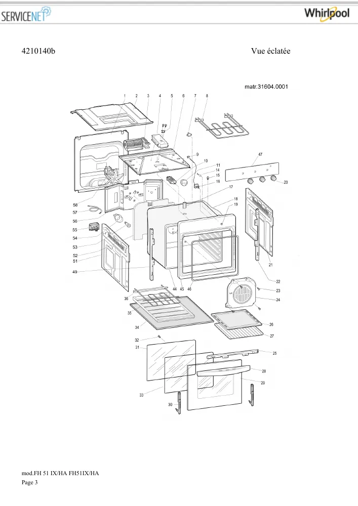 Vue éclatée HOTPOINT-ARISTON FH51IXHA 62319