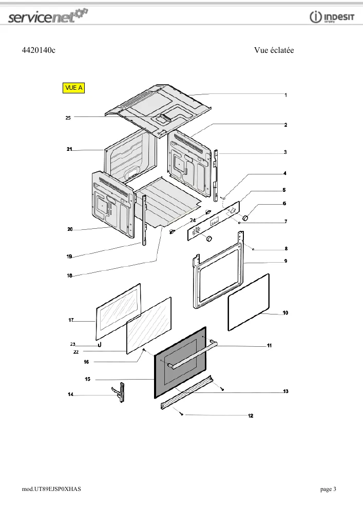 Vue éclatée HOTPOINT-ARISTON UT89EJSP0XHAS 88361