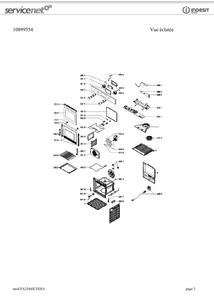 Vue éclatée HOTPOINT-ARISTON FA2544JCIXHA 00129
