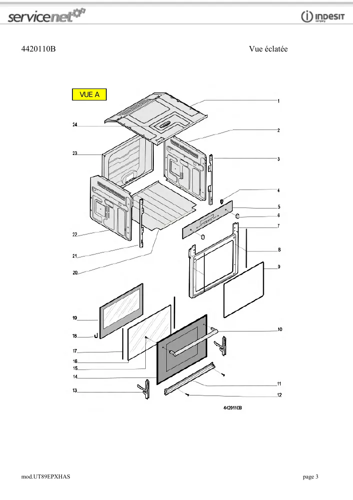 Vue éclatée HOTPOINT-ARISTON UT89EPXHAS 80685