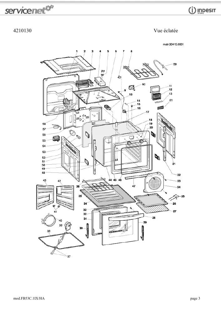 Vue éclatée HOTPOINT-ARISTON FB53C.1IX.HA FB53C1IXHA 53782