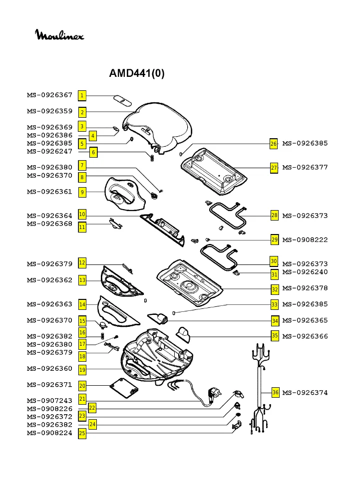 Vue éclatée MOULINEX AMD441 2100025140
