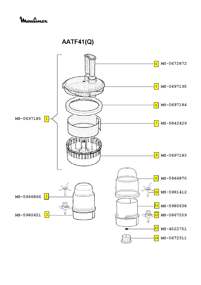 Vue éclatée MOULINEX AATF41.Q AATF41Q 8000002636