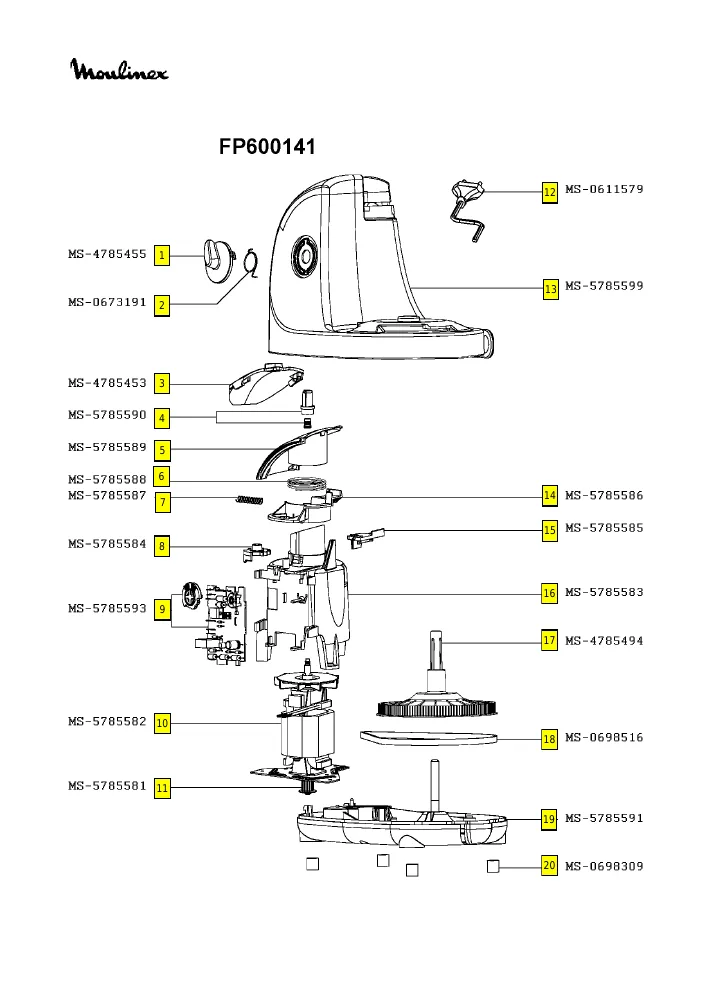 Vue éclatée MOULINEX FP600141 8000032103