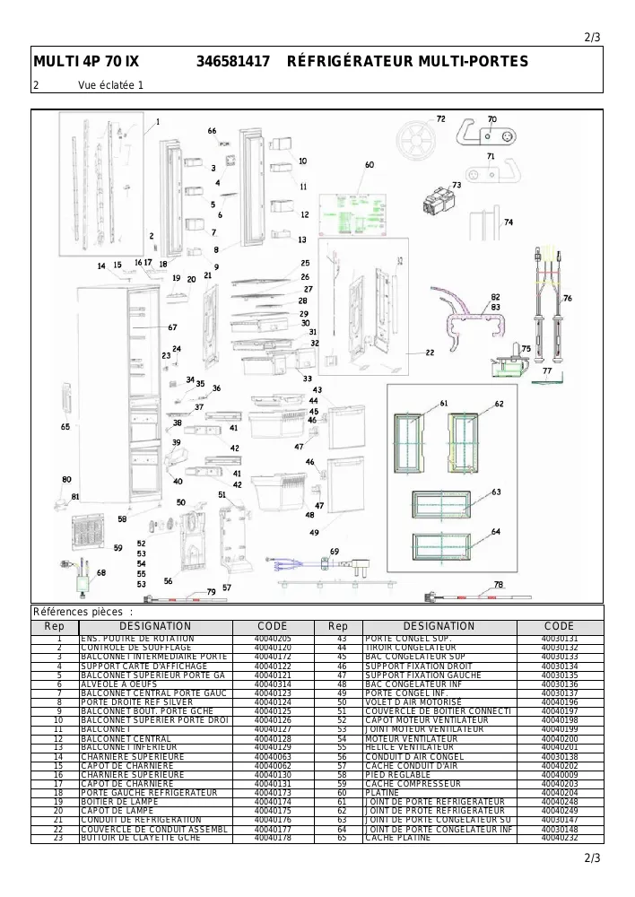 Vue éclatée TECNOLEC MULTI4P70IX 3465814179378