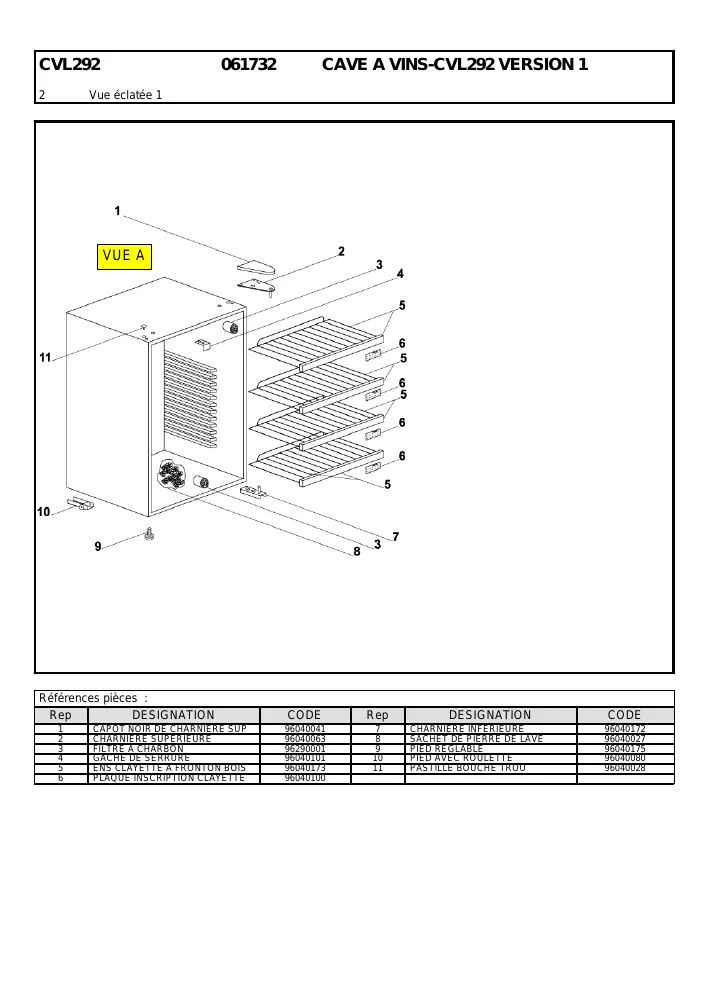 Vue éclatée CLIMADIFF CVL292