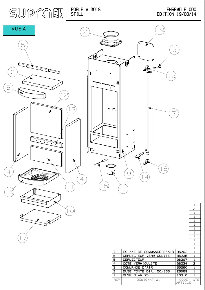 Vue éclatée SUPRA CDCV25 90460012 110970