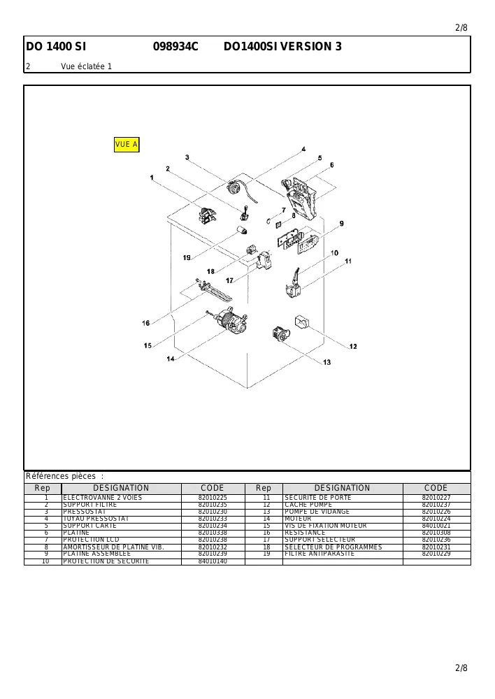 Vue éclatée DOMEOS DO1400SI Version 3 91451745900