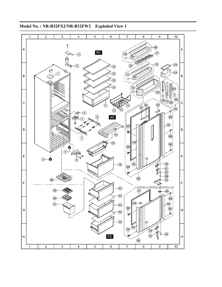 Vue éclatée PANASONIC NR-B32FX2-XE