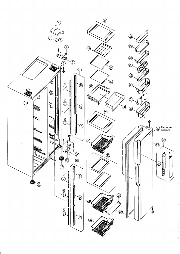 Vue éclatée PANASONIC NR-B53VW2-WF
