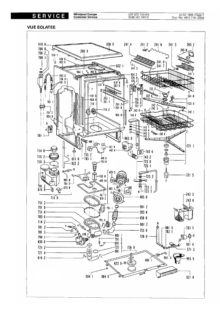 Vue éclatée BRANDT TI1110VCN TI1110VCN1