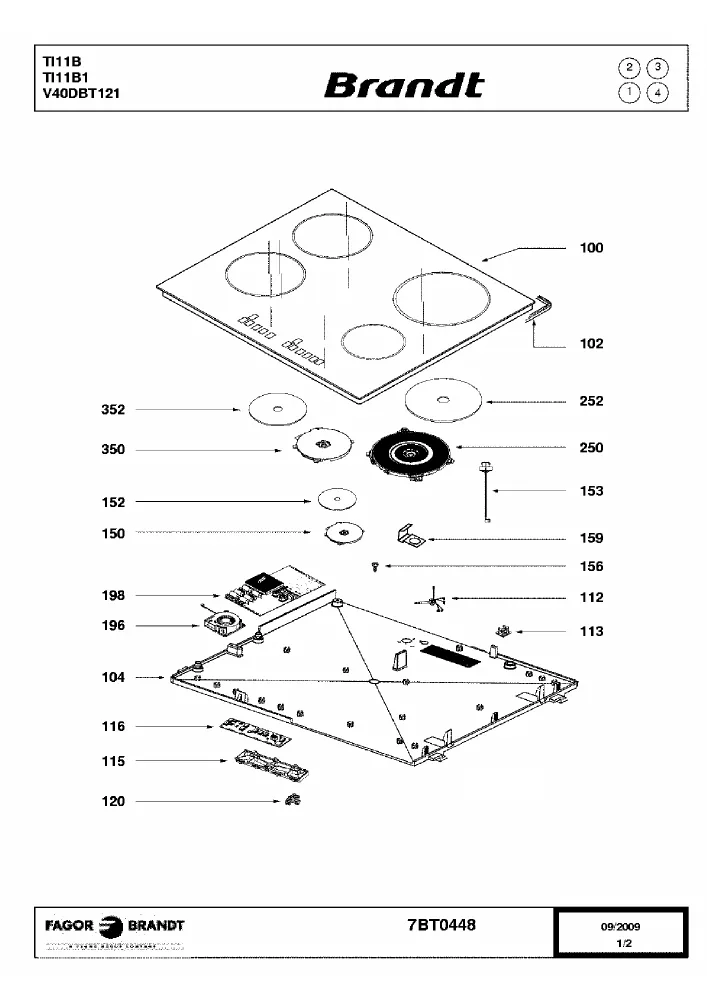 Vue éclatée BRANDT TI11B TI11B1