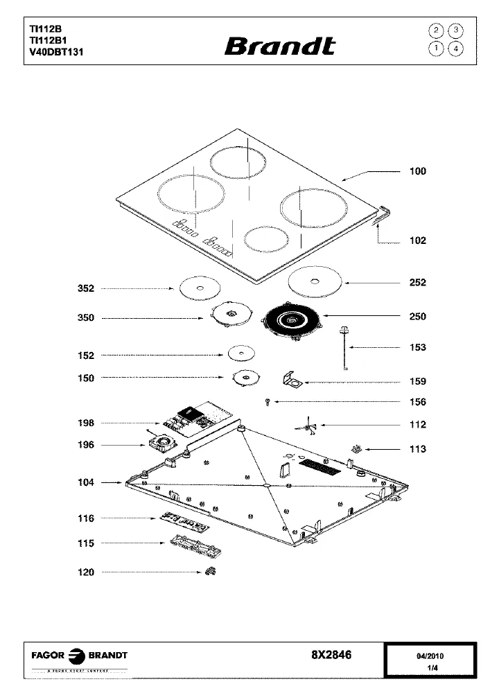 Vue éclatée BRANDT TI112B TI112B2