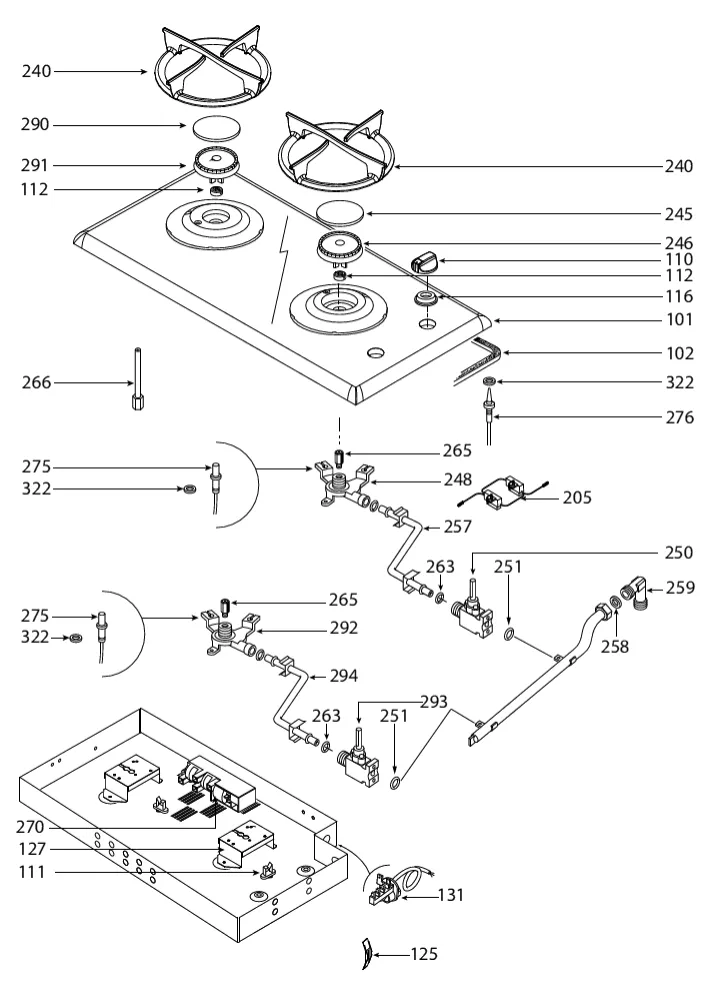 Vue éclatée BRANDT BPG6210B BPG6210B1