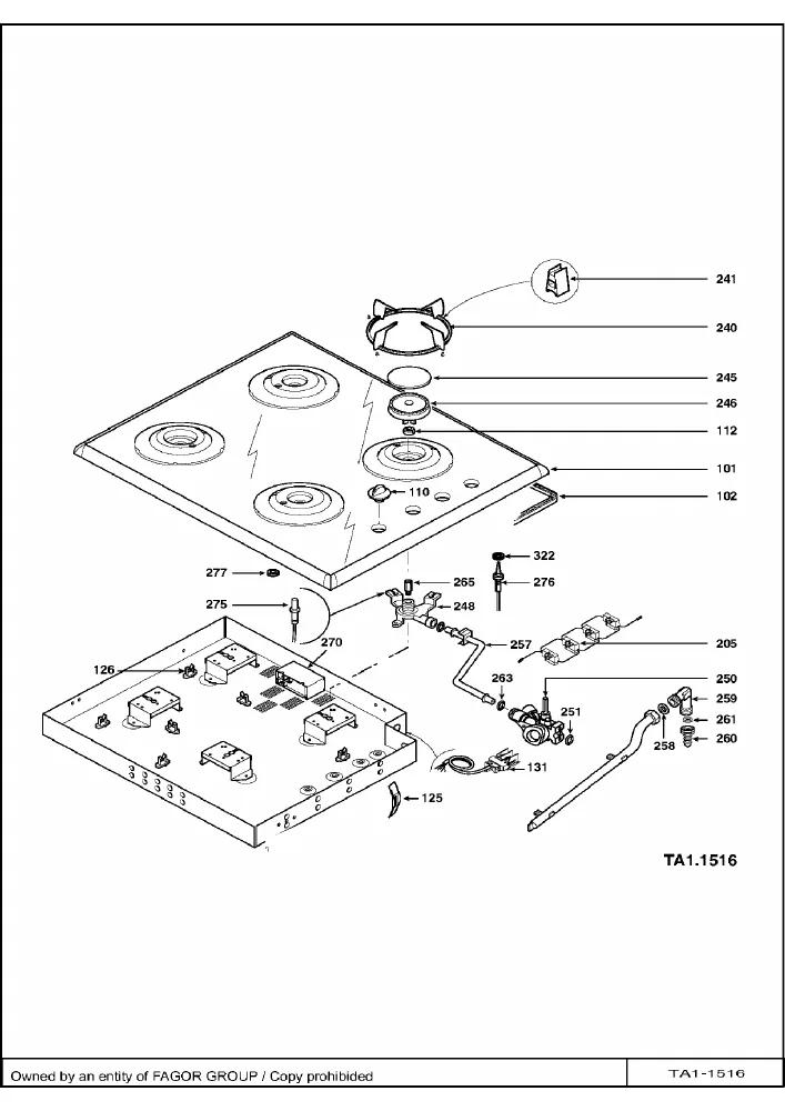 Vue éclatée BRANDT TG1012W TG1012W1
