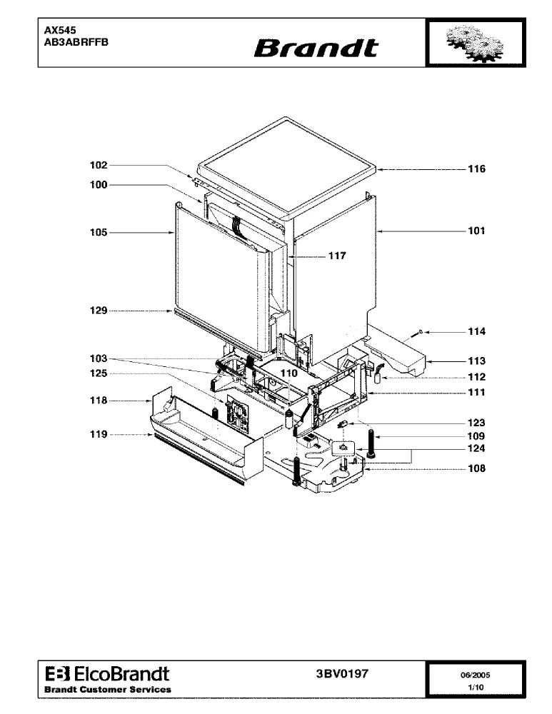 Vue éclatée BRANDT AX545 AB3ABRFFB