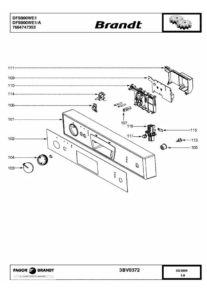 Vue éclatée BRANDT DFS900WE1 DFS900WE1A