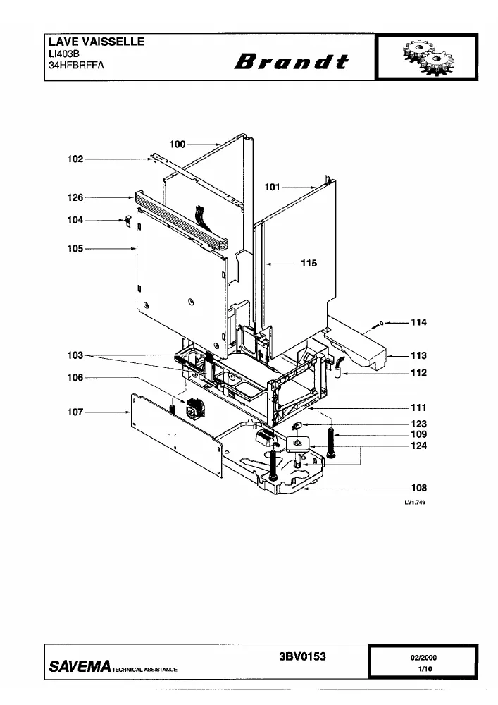 Vue éclatée BRANDT LI403B 34HFBRFFA